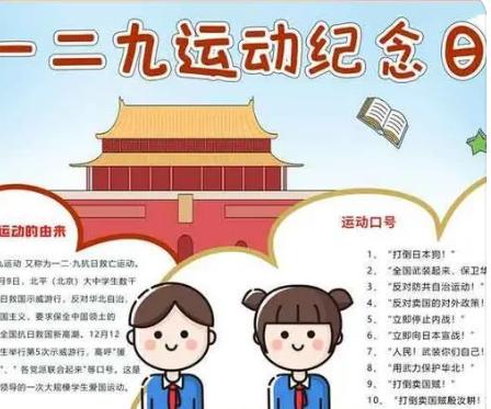 一二九运动纪念日手抄报内容版面设计图大全