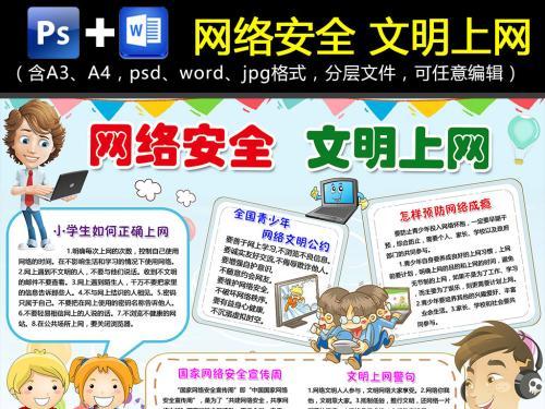 wordps网络安全小报文明健康上网手抄报电子小报