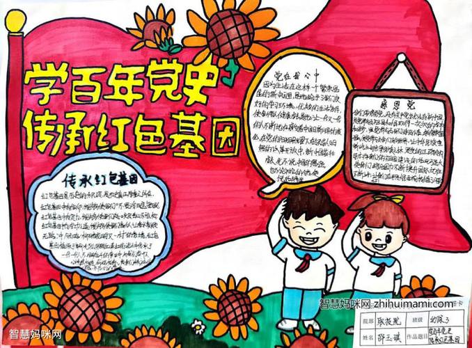 学百年党史传承红色基因手抄报绘画