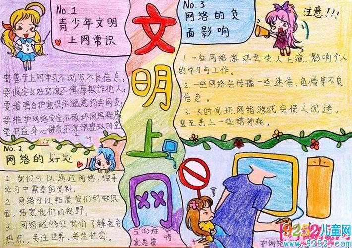 网络安全手抄报图片大全共享网络文明6张 网络安全手抄报