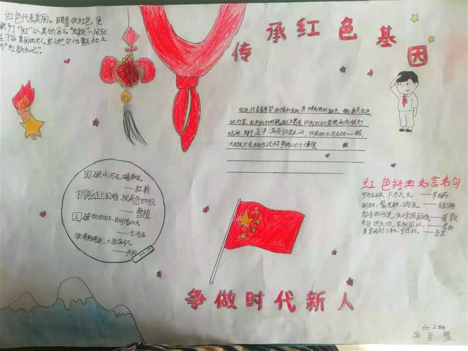 湛北乡杨庄中心小学 开展弘扬英模精神传承红色基因学生手抄报