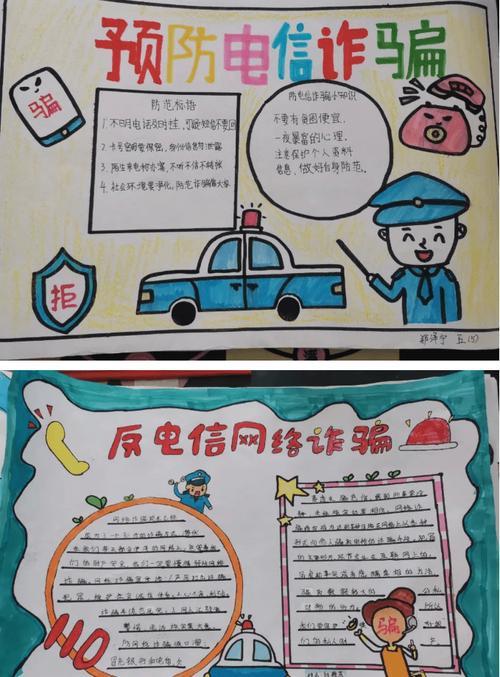 学生防诈骗提高警惕安全知识小报手抄报word模版网络安全手抄报图片