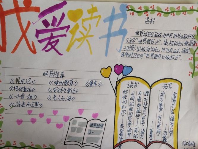 勤奋读书成就无限 ------万佳小学三年级世界读书日主题手抄报活动