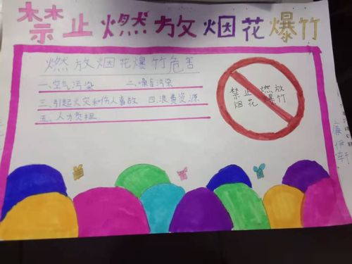 小学三七班禁止燃放烟花爆竹 保卫蓝天从我做起主题手抄报