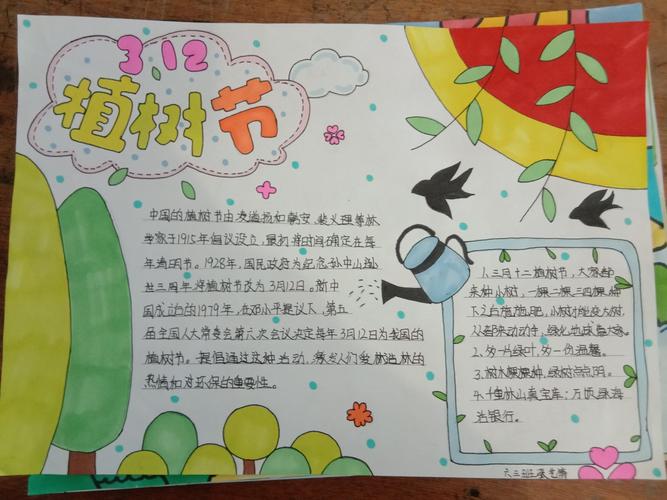 东闾小学六三班植树节手抄报活动