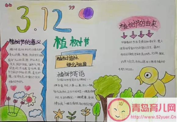 2021小学植树节手抄报植树节小学全年级手抄报模板