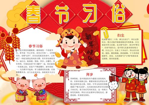 春节新年习俗word手抄报