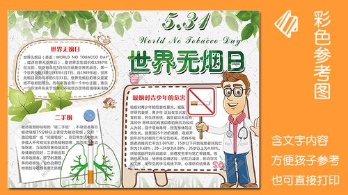 531世界无烟日手抄报word电子版下载戒烟的好处小报海报成品线稿图片