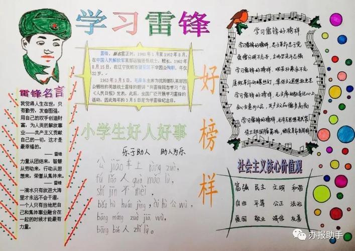 手抄报模板||学习雷锋精神做新时代学生模范