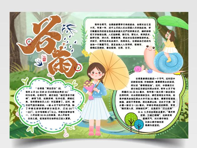 谷雨节气小报手抄报word模版