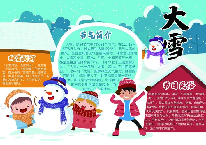 手绘大雪节气手抄报