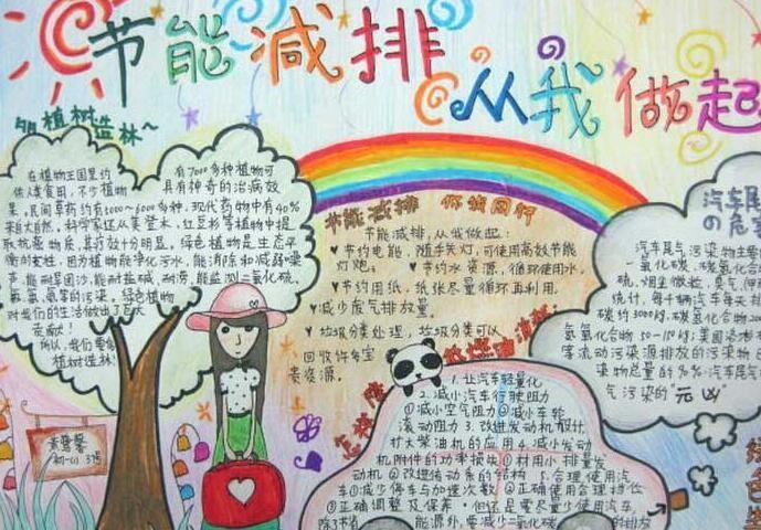 节能减排手抄报图片手抄报版面设计-学笔画