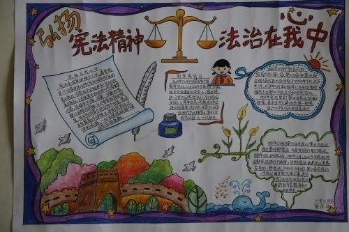 为了宣传宪法我们班的同学们还设计了手抄报和黑板报 可以看出十分