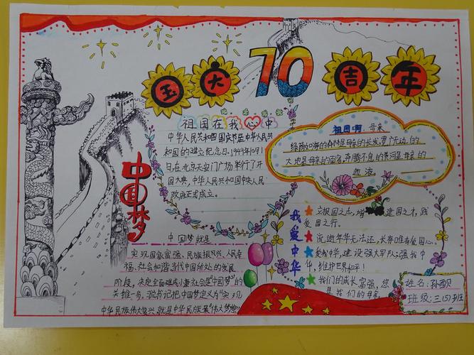 绘梦前行海口市美苑小学2019年喜迎新中国成立70周年手抄报评选