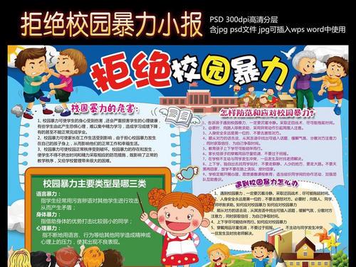 中小学生反暴力讲法制讲秩序手抄报图片素材大全防校园欺凌手抄报