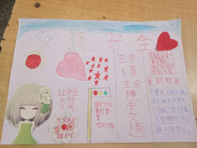 腾越小学四年级一班孩子们在认真做安全手抄报