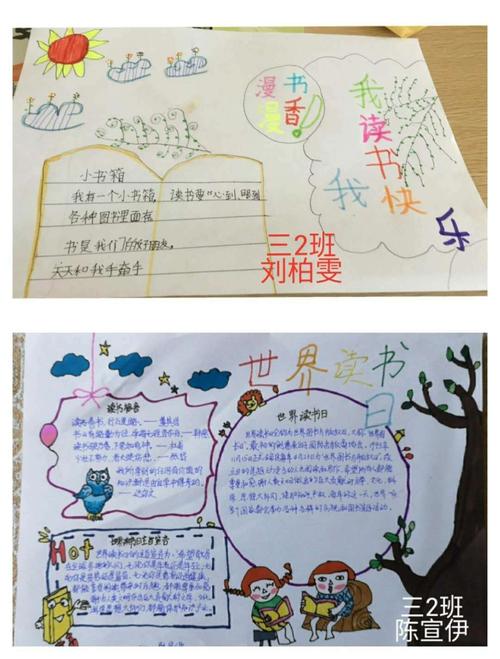 同学们通过学习世界读书日主题制作了精美的手抄报呼吁