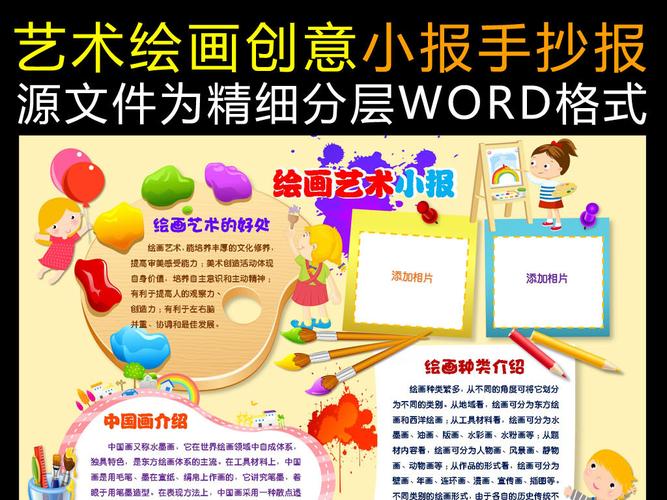 原创word版绘画艺术小报手抄报版权可商用