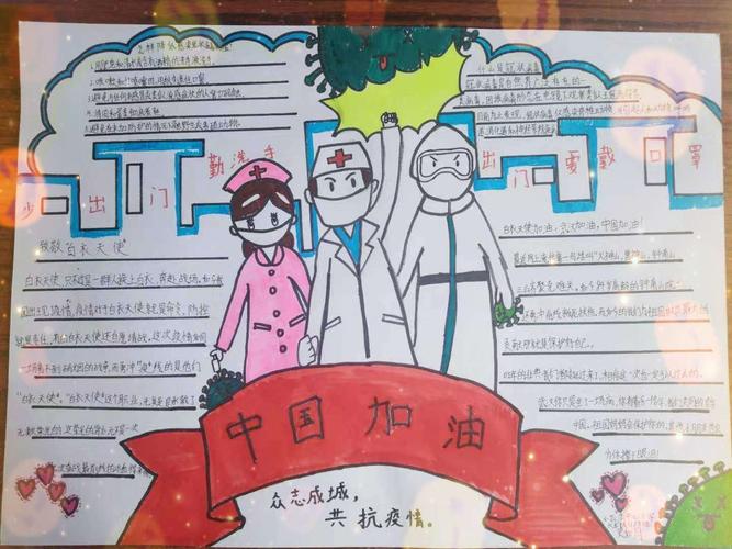 防控疫情我们在行动小蒜沟镇小学红领巾绘制防疫手抄报