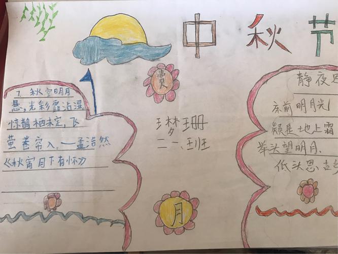 我们一起来看看菜王完全小学二一班的同学们用手抄报来展示的中秋吧