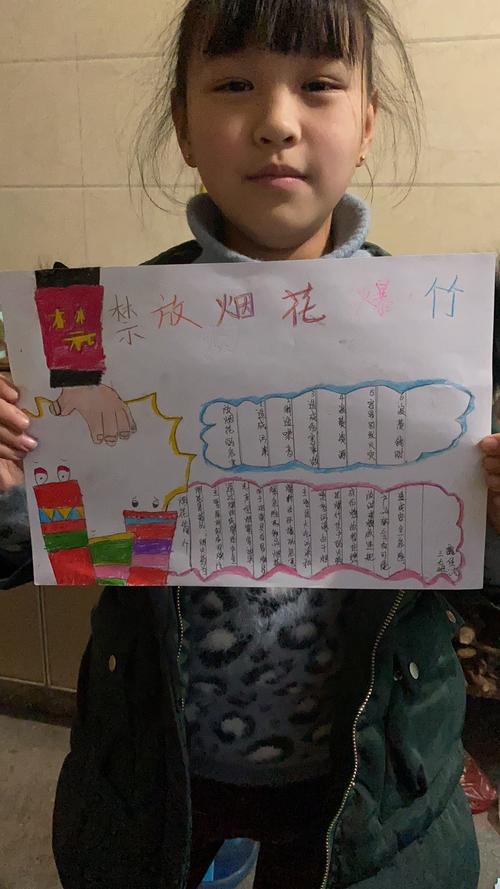 小学三七班禁止燃放烟花爆竹 保卫蓝天从我做起主题手抄报