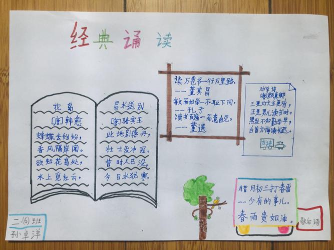 小学二年级小学三年级古诗读书手抄报