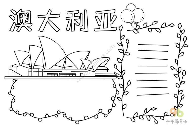 地理手抄报认识澳大利亚地理手抄报简笔画