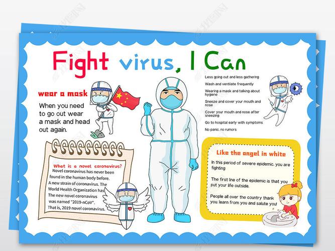 原创预防新型冠状病毒新冠肺炎疫情英语英文介绍小报手抄报模板版权可