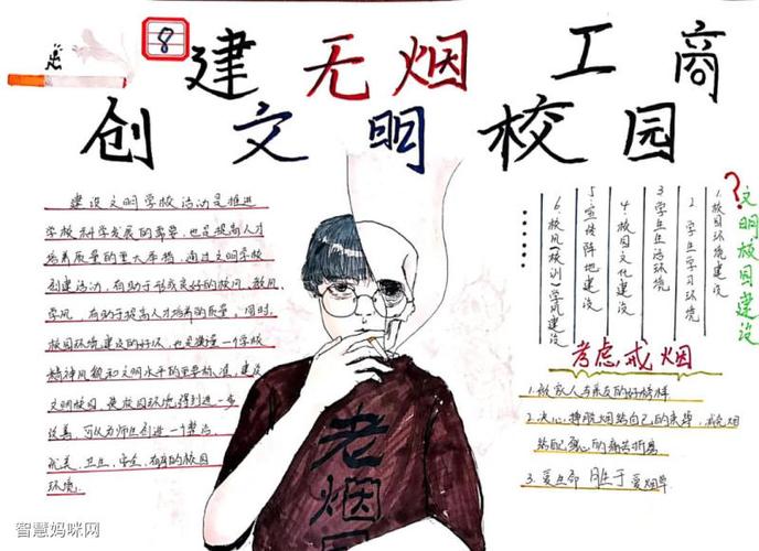 建无烟工商创文明校园主题手抄报