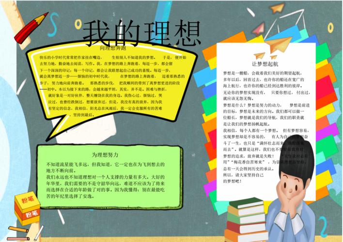 我的理想坚持努力前进小报手抄报电子小报word小报9pdf1页