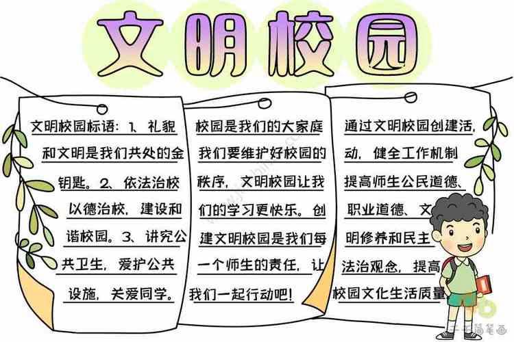 文明校园手抄报简单漂亮班会主题让文明之花开遍校园手抄报 校园文明