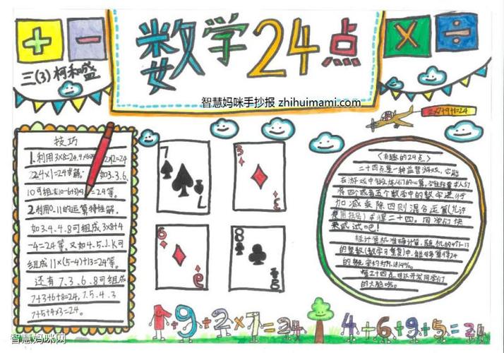 三年级趣味数学手抄报巧算24点