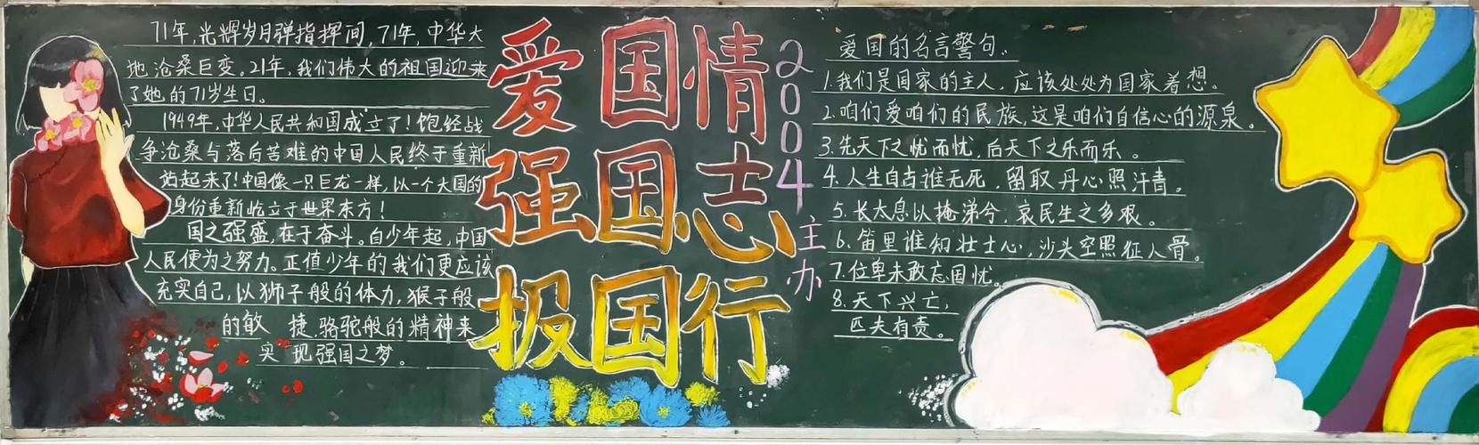 黑板报手抄报宣传画.常德市七中学子别样表达爱国情