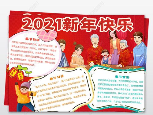 2021春节快乐喜迎牛年大吉传统习俗节日手抄报小报