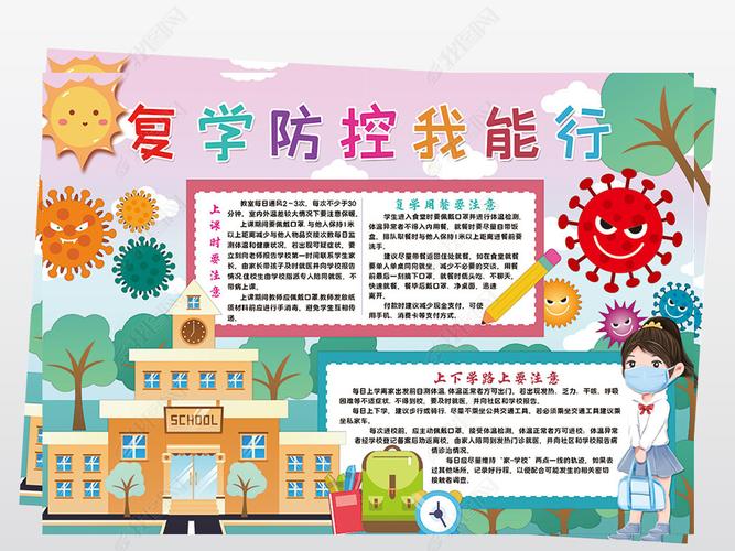 原创复学防控我能行小报模板防疫情开学复工手抄报素材版权可商用