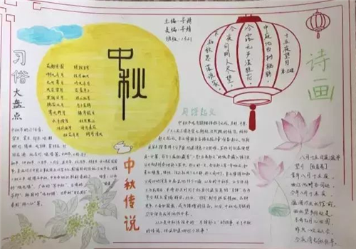 2020中秋节手抄报简单漂亮儿童中秋节手抄报画精选5篇