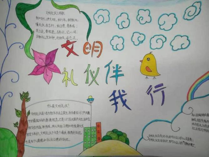 逸夫小学五.六班《文明礼仪伴我行》手抄报