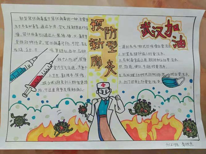 画出心声 为祖国祈福轩辕路小学开展防控疫情主题手抄报活动