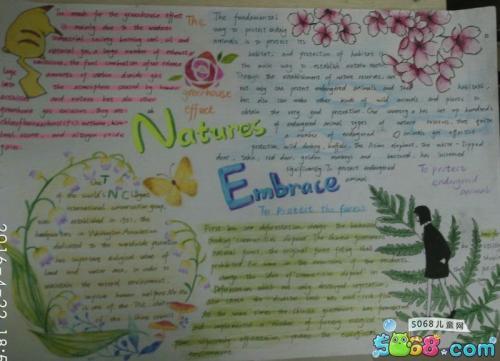 环保主题英语手抄报优秀作品-natures embrace