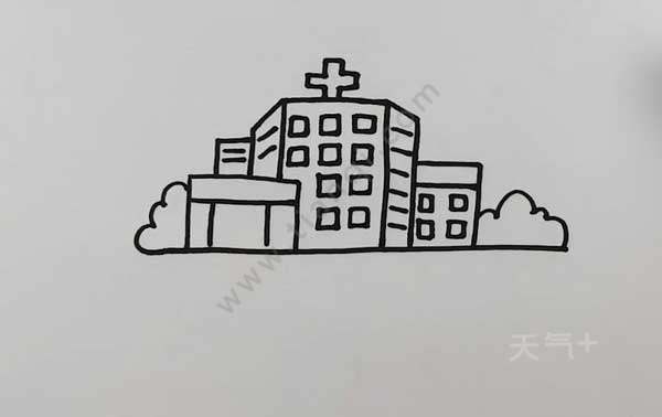 医院怎么画简笔画 医院大楼简笔画