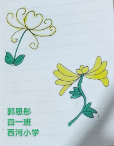 不是花中偏爱菊此花开尽更无花简笔画西河小学四年级周亚蒲