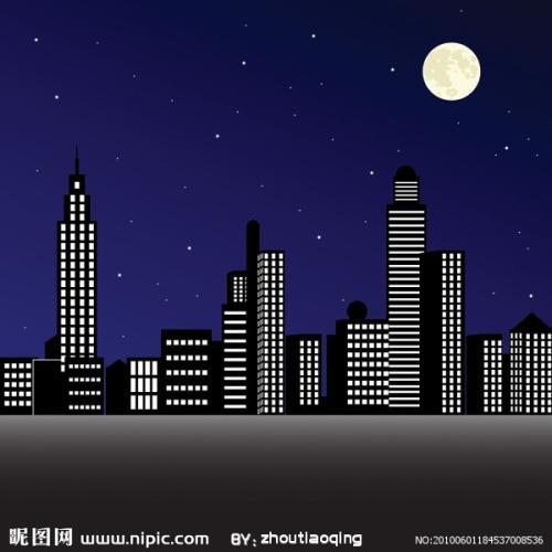 房子夜景简笔画