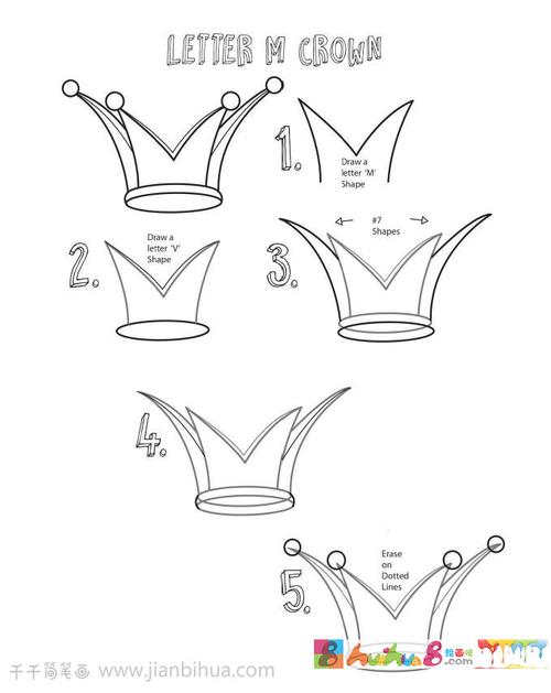 用字母m画一个王冠的简笔画