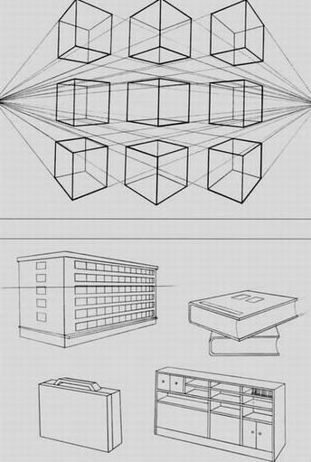 成角透视图简笔画