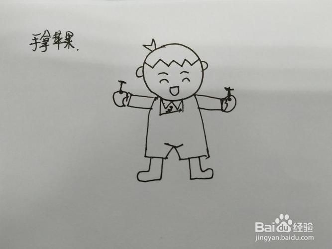 画吃苹果男孩简笔画小孩树下吃苹果简笔画怎样画简笔画端盆吃水果的