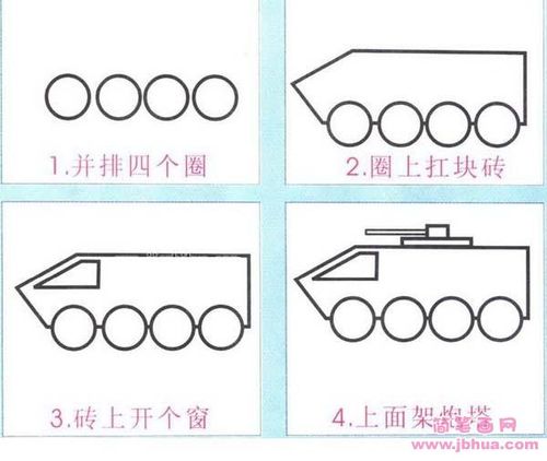 装甲车的简笔画画法步骤怎么画装甲车