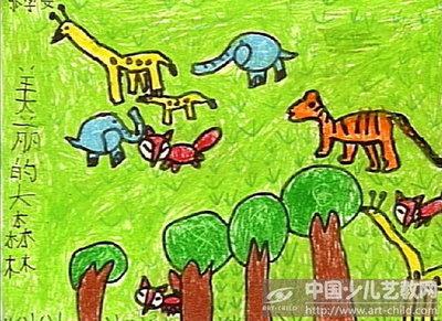 美丽的大森林儿童画 美丽的大森林简笔画