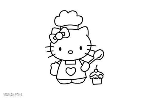 hellokitty凯蒂猫大厨卡通简笔画包括画法