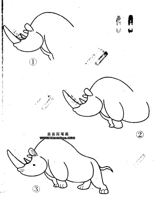 双角犀牛简笔画图片教程