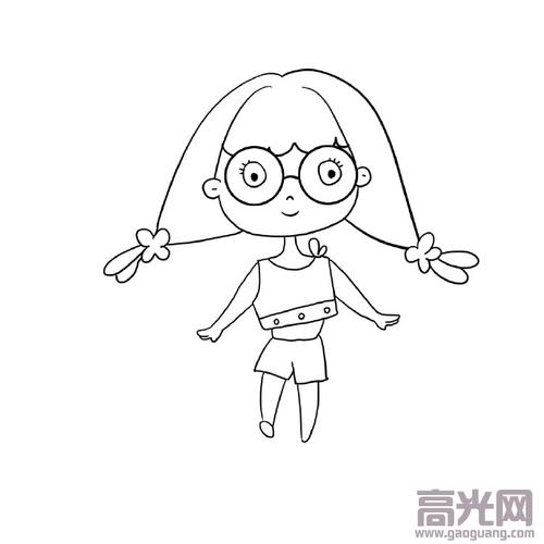 卡通人物简笔画教程画一个戴眼镜的小姑娘